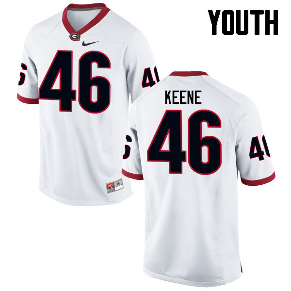 Youth Georgia Bulldogs #46 Michael Keene College Football Jerseys-White - Click Image to Close